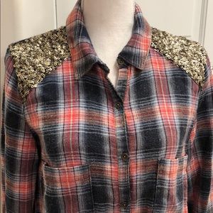 Free People sequin glam flannel